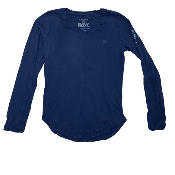 G-Star Raw Long Sleeve Tee Women's Size Small V Neck T-Shirt Cradle to Cradle - Picture 1 of 8
